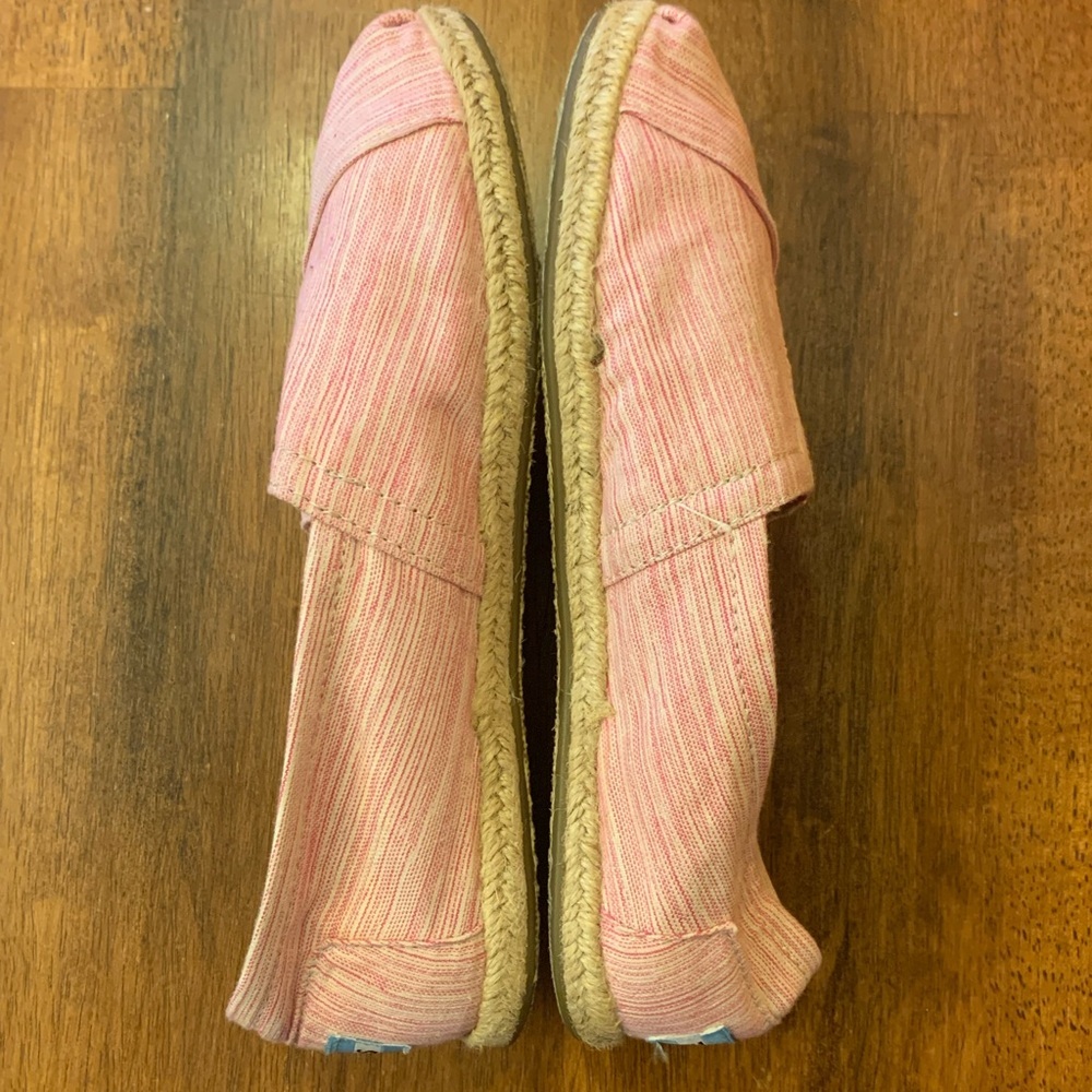 Toms women’s 6.5 pink white stripe slip ons flat canvas Espadrilles - Picture 5 of 9